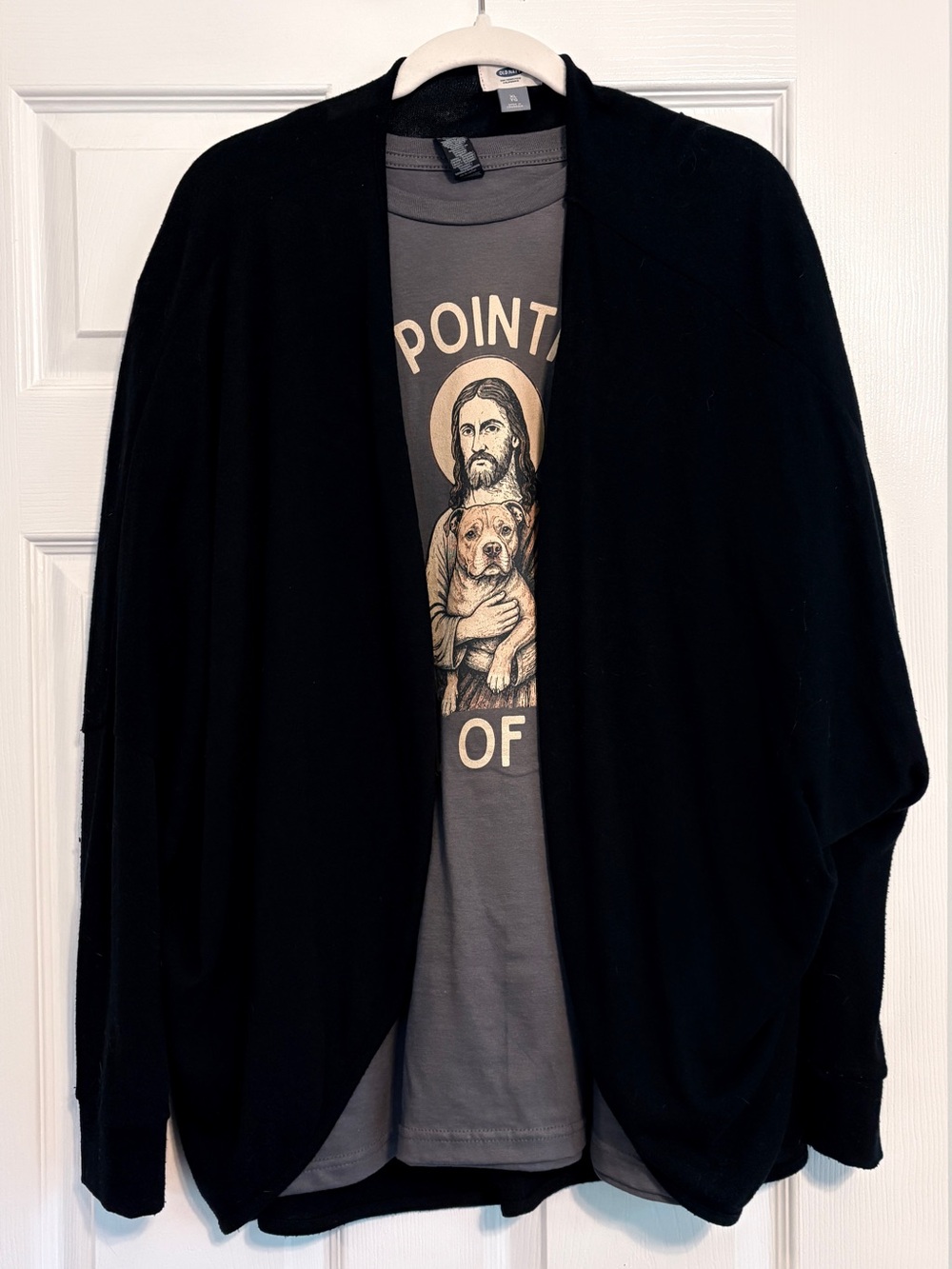 Open black cocoon sweater
